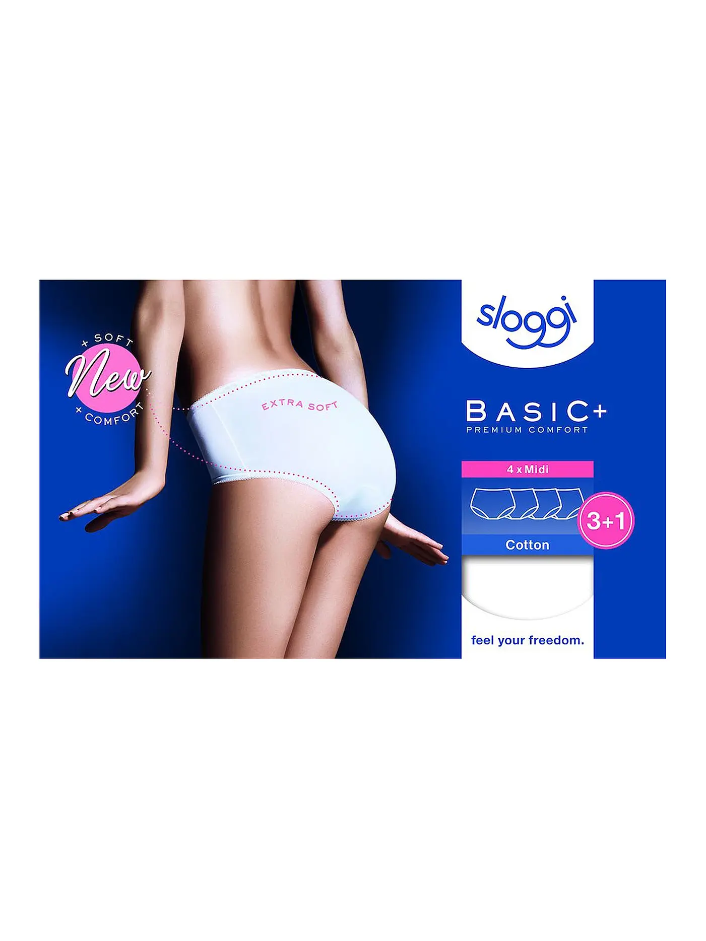 SLOGGI | Midi-Slip "Basic" 4-er (Schwarz) | weiss